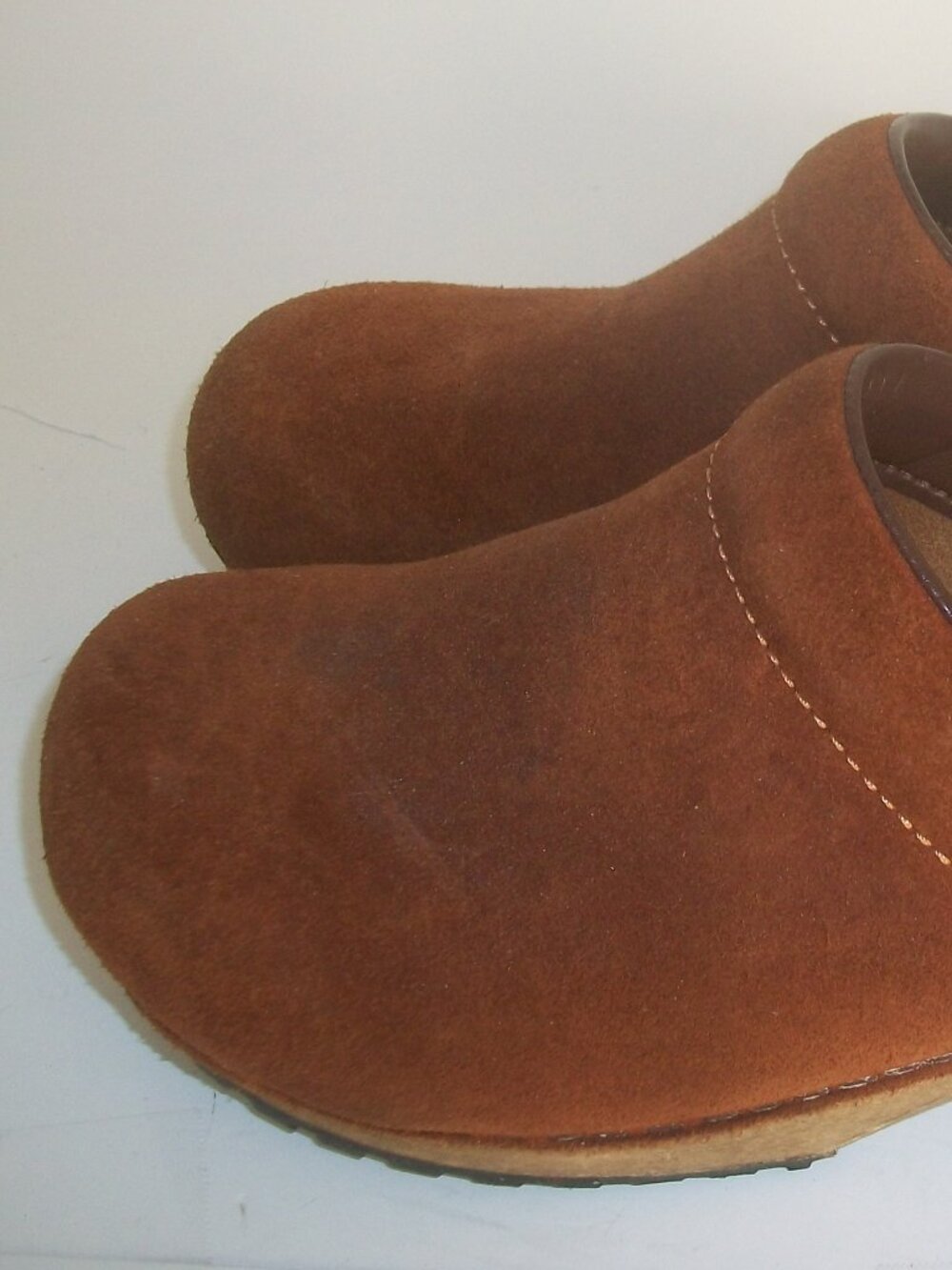 Rustic Sanita Vintage Wood, Suede & Hard Leather Rubber Sole Clogs - Picture 7 of 9